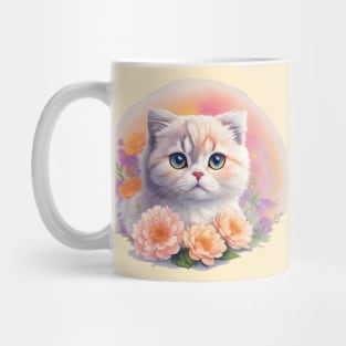 Mesmerizing Flora: Scottish Fold's Grace and Beauty Bloom in Fantasy Mug